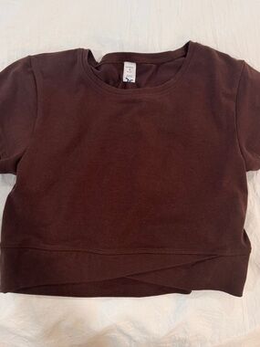 GAP Brown Short Sleeve Crewneck Top